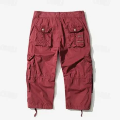 Men's Capri Cargo Shorts Cargo Shorts Shorts Capri Pants Hiking Shorts Leg Drawstring 6 Pocket Plain Comfort Outdoor Daily Going out Fashion Streetwear Black Army Green