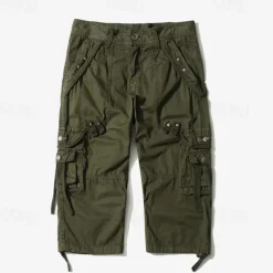 Men's Capri Cargo Shorts Cargo Shorts Shorts Capri Pants Hiking Shorts Leg Drawstring 6 Pocket Plain Comfort Outdoor Daily Going out Fashion Streetwear Black Army Green