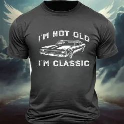 Men's Car Letter Classic Old Man T Shirt Tee Top 100% Cotton Short Sleeve Graphic Shirt Black Dark Grey Army Green Comfortable Tee Street Sports Outdoor Fashion Designer Clothing