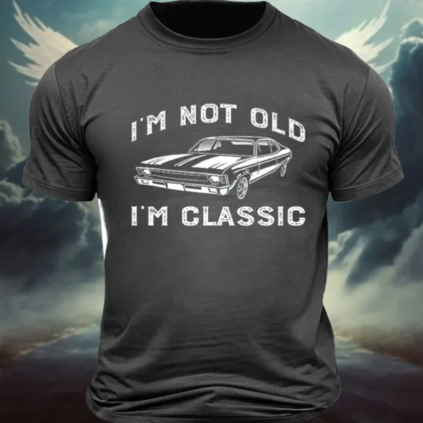 Men's Car Letter Classic Old Man T Shirt Tee Top 100% Cotton Short Sleeve Graphic Shirt Black Dark Grey Army Green Comfortable Tee Street Sports Outdoor Fashion Designer Clothing