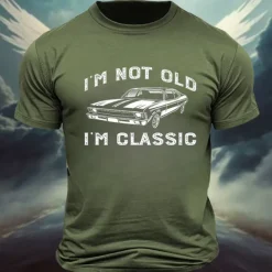 Men's Car Letter Classic Old Man T Shirt Tee Top 100% Cotton Short Sleeve Graphic Shirt Black Dark Grey Army Green Comfortable Tee Street Sports Outdoor Fashion Designer Clothing