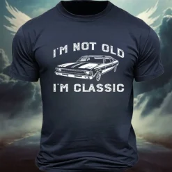 Men's Car Letter Classic Old Man T Shirt Tee Top 100% Cotton Short Sleeve Graphic Shirt Black Dark Grey Army Green Comfortable Tee Street Sports Outdoor Fashion Designer Clothing