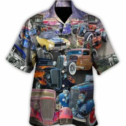 Men's Car Shirt Summer Hawaiian Shirt Aloha Shirt Short Sleeve Shirt Turndown Tropical Fashion Hawaiian Casual Hawaiian Holiday Yellow Red Blue S M L