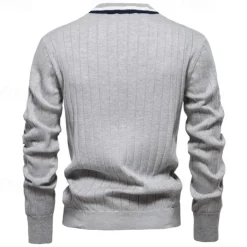 Men's Cardigan Sweater Cropped Sweater Knit Sweater Ribbed Knit Regular Patchwork Button-Down Color Block V Neck Fashion Classic Daily Wear Date Clothing Apparel Fall & Winter Black Navy Blue S M L