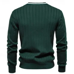 Men's Cardigan Sweater Cropped Sweater Knit Sweater Ribbed Knit Regular Patchwork Button-Down Color Block V Neck Fashion Classic Daily Wear Date Clothing Apparel Fall & Winter Black Navy Blue S M L