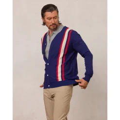 Men's Cardigan Sweater Dark Navy Long Sleeve Top Golf Attire Clothes Outfits Wear Apparel