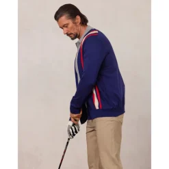 Men's Cardigan Sweater Dark Navy Long Sleeve Top Golf Attire Clothes Outfits Wear Apparel