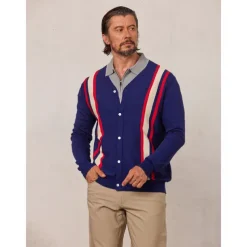 Men's Cardigan Sweater Dark Navy Long Sleeve Top Golf Attire Clothes Outfits Wear Apparel