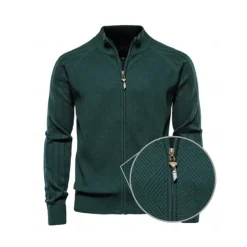 Men's Cardigan Sweater Navy Blue Dark Green khaki Long Sleeve Top Golf Attire Clothes Outfits Wear Apparel