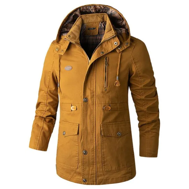 Men's Cargo Jacket Hiking Windbreaker Hiking Fleece Jacket Winter Outdoor Thermal Warm Windproof Breathable Lightweight Outerwear Parka Trench Coat Ski / Snowboard Fishing Climbing Black Yellow Army