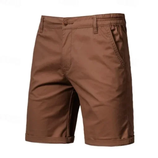 Men's Cargo Pants Buttons Pocket Solid Color Breathable Outdoor Short Outdoor Party Business Simple Classic Style Black White Micro-elastic