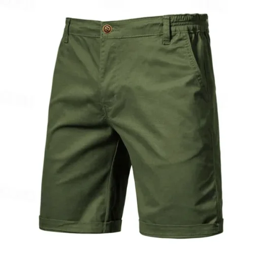 Men's Cargo Pants Buttons Pocket Solid Color Breathable Outdoor Short Outdoor Party Business Simple Classic Style Black White Micro-elastic