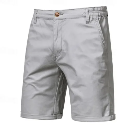 Men's Cargo Pants Buttons Pocket Solid Color Breathable Outdoor Short Outdoor Party Business Simple Classic Style Black White Micro-elastic