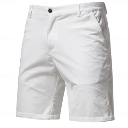 Men's Cargo Pants Buttons Pocket Solid Color Breathable Outdoor Short Outdoor Party Business Simple Classic Style Black White Micro-elastic