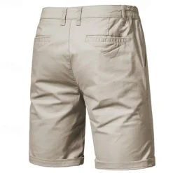 Men's Cargo Pants Buttons Pocket Solid Color Breathable Outdoor Short Outdoor Party Business Simple Classic Style Black White Micro-elastic