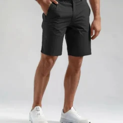 Men's Cargo Pants Buttons Pocket Solid Color Breathable Outdoor Short Outdoor Party Business Simple Classic Style Black White Micro-elastic