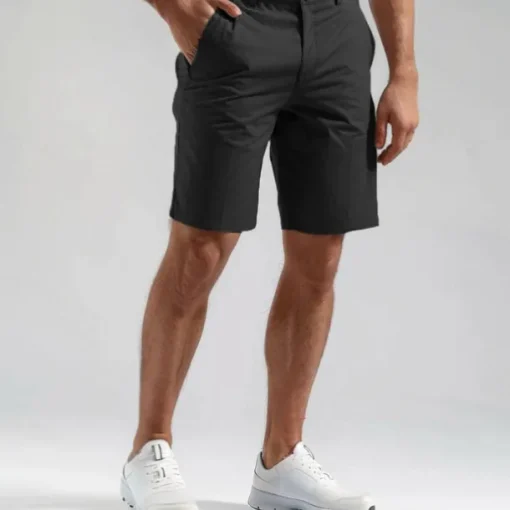 Men's Cargo Pants Buttons Pocket Solid Color Breathable Outdoor Short Outdoor Party Business Simple Classic Style Black White Micro-elastic
