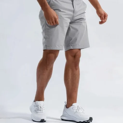 Men's Cargo Pants Buttons Pocket Solid Color Breathable Outdoor Short Outdoor Party Business Simple Classic Style Black White Micro-elastic