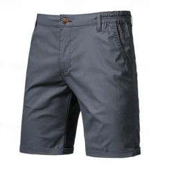 Men's Cargo Pants Buttons Pocket Solid Color Breathable Outdoor Short Outdoor Party Business Simple Classic Style Black White Micro-elastic