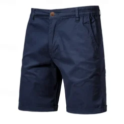 Men's Cargo Pants Buttons Pocket Solid Color Breathable Outdoor Short Outdoor Party Business Simple Classic Style Black White Micro-elastic