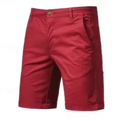 Men's Cargo Pants Buttons Pocket Solid Color Breathable Outdoor Short Outdoor Party Business Simple Classic Style Black White Micro-elastic