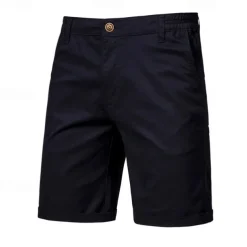 Men's Cargo Pants Buttons Pocket Solid Color Breathable Outdoor Short Outdoor Party Business Simple Classic Style Black White Micro-elastic