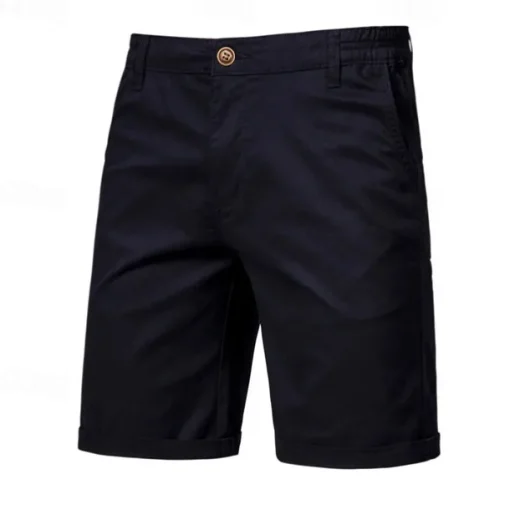 Men's Cargo Pants Buttons Pocket Solid Color Breathable Outdoor Short Outdoor Party Business Simple Classic Style Black White Micro-elastic