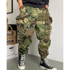 Men's Cargo Pants Cargo Trousers Camo Pants Pocket Camouflage Comfort Breathable Outdoor Daily Going out Fashion Casual Army Green