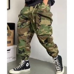 Men's Cargo Pants Cargo Trousers Camo Pants Pocket Camouflage Comfort Breathable Outdoor Daily Going out Fashion Casual Army Green