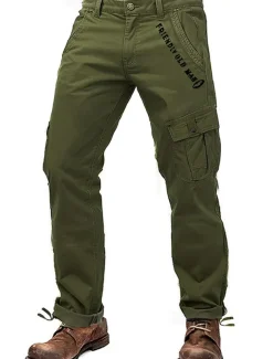 Men's Cargo Pants Cargo Trousers Work Pants Multi Pocket Graphic Letter Outdoor Full Length Outdoor Sports Outdoor Casual Sports Fashion Yellow Army Green Micro-elastic