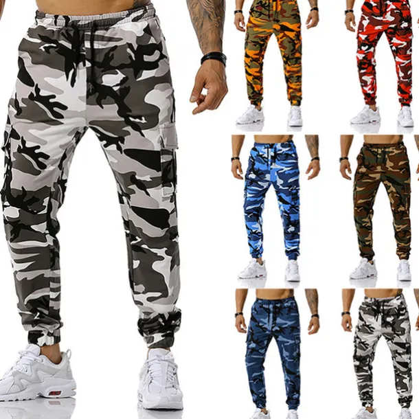Men's Cargo Pants Cargo Trousers Trousers Camo Pants Elastic Waist Flap Pocket Camouflage Full Length Work Holiday Cotton Blend Stylish Casual / Sporty Army Green Red Micro-elastic