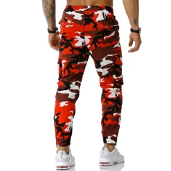 Men's Cargo Pants Cargo Trousers Trousers Camo Pants Elastic Waist Flap Pocket Camouflage Full Length Work Holiday Cotton Blend Stylish Casual / Sporty Army Green Red Micro-elastic