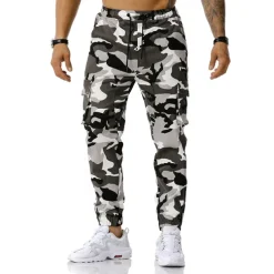 Men's Cargo Pants Cargo Trousers Trousers Camo Pants Elastic Waist Flap Pocket Camouflage Full Length Work Holiday Cotton Blend Stylish Casual / Sporty Army Green Red Micro-elastic