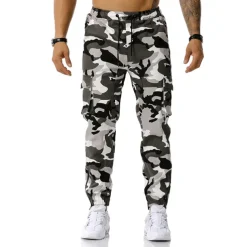 Men's Cargo Pants Cargo Trousers Trousers Camo Pants Elastic Waist Flap Pocket Camouflage Full Length Work Holiday Cotton Blend Stylish Casual / Sporty Army Green Red Micro-elastic