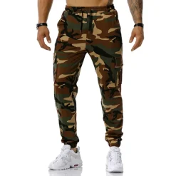 Men's Cargo Pants Cargo Trousers Trousers Camo Pants Elastic Waist Flap Pocket Camouflage Full Length Work Holiday Cotton Blend Stylish Casual / Sporty Army Green Red Micro-elastic