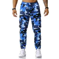 Men's Cargo Pants Cargo Trousers Trousers Camo Pants Elastic Waist Flap Pocket Camouflage Full Length Work Holiday Cotton Blend Stylish Casual / Sporty Army Green Red Micro-elastic