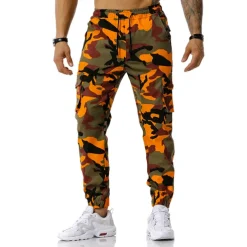 Men's Cargo Pants Cargo Trousers Trousers Camo Pants Elastic Waist Flap Pocket Camouflage Full Length Work Holiday Cotton Blend Stylish Casual / Sporty Army Green Red Micro-elastic