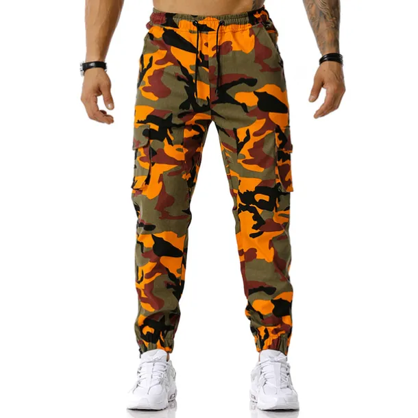 Men's Cargo Pants Cargo Trousers Trousers Camo Pants Elastic Waist Flap Pocket Camouflage Full Length Work Holiday Cotton Blend Stylish Casual / Sporty Army Green Red Micro-elastic