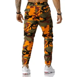Men's Cargo Pants Cargo Trousers Trousers Camo Pants Elastic Waist Flap Pocket Camouflage Full Length Work Holiday Cotton Blend Stylish Casual / Sporty Army Green Red Micro-elastic
