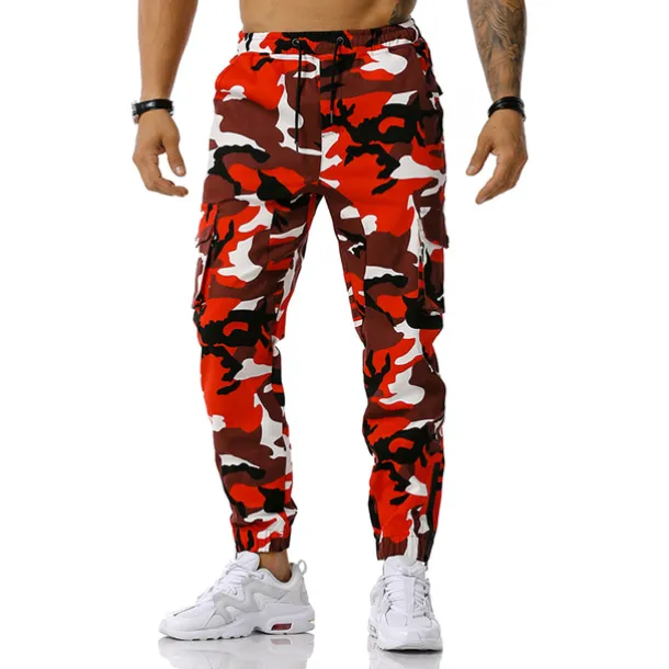 Men's Cargo Pants Cargo Trousers Trousers Camo Pants Elastic Waist Flap Pocket Camouflage Full Length Work Holiday Cotton Blend Stylish Casual / Sporty Army Green Red Micro-elastic