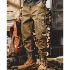 Men's Cargo Pants Cargo Trousers Techwear Pocket Drawstring Elastic Waist Plain Comfort Breathable Outdoor Daily Going out Fashion Casual Black Khaki