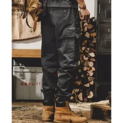 Men's Cargo Pants Cargo Trousers Techwear Pocket Drawstring Elastic Waist Plain Comfort Breathable Outdoor Daily Going out Fashion Casual Black Khaki