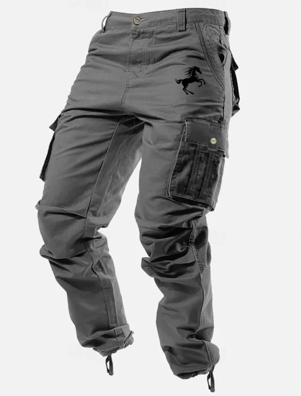 Men's Cargo Pants Cargo Trousers Work Pants Multi Pocket Graphic Animal Horse Outdoor Full Length Outdoor Sports Outdoor Casual Classic Western Style Yellow Army Green Micro-elastic