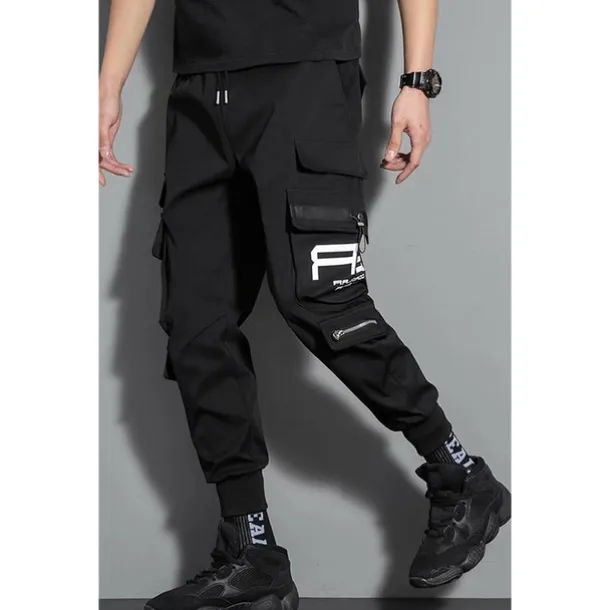 Men's Cargo Pants Cargo Trousers Trousers Techwear Elastic Waist Multi Pocket Letter Geometry Outdoor Sports Full Length Casual Daily Athleisure ArmyGreen Black Inelastic