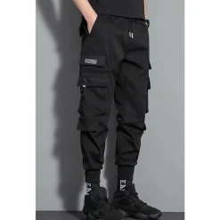 Men's Cargo Pants Cargo Trousers Trousers Techwear Elastic Waist Multi Pocket Letter Geometry Outdoor Sports Full Length Casual Daily Athleisure ArmyGreen Black Inelastic