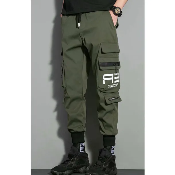 Men's Cargo Pants Cargo Trousers Trousers Techwear Elastic Waist Multi Pocket Letter Geometry Outdoor Sports Full Length Casual Daily Athleisure ArmyGreen Black Inelastic