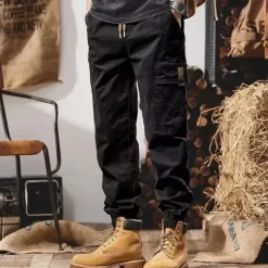 Men's Cargo Pants Cargo Trousers Techwear Pocket Drawstring Elastic Waist Plain Comfort Breathable Outdoor Daily Going out Fashion Casual Black Camel