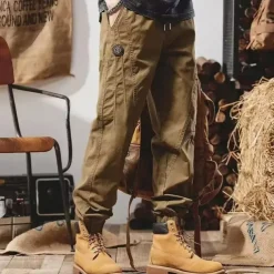 Men's Cargo Pants Cargo Trousers Techwear Pocket Drawstring Elastic Waist Plain Comfort Breathable Outdoor Daily Going out Fashion Casual Black Camel