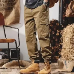Men's Cargo Pants Cargo Trousers Techwear Pocket Drawstring Elastic Waist Plain Comfort Breathable Outdoor Daily Going out Fashion Casual Black Camel