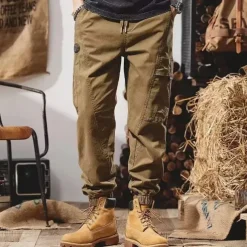 Men's Cargo Pants Cargo Trousers Techwear Pocket Drawstring Elastic Waist Plain Comfort Breathable Outdoor Daily Going out Fashion Casual Black Camel